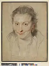 Portrait d'Isabella Brant, dessin de Rubens, vers 1621 (British Museum, Londres)