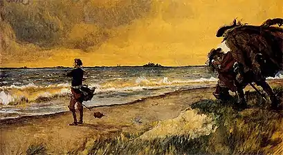 Alexandre Benois, On a deserted, wave-swept shore..., 1916.