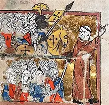 14th-century miniature of Peter the Hermit leading the People's Crusade