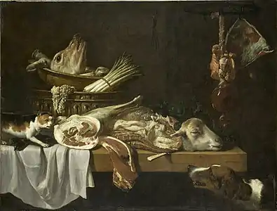 Viande de boucherie avec chien et chat1651, Musée du Louvre