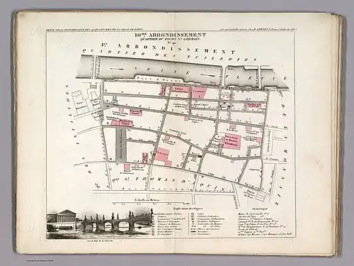 Plan du quartier du Faubourg-Saint-Germain dans l'ancien 10e arrondissement en 1834.