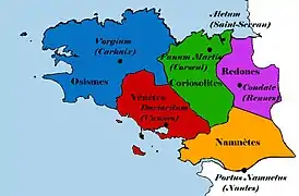 Carte de l'Armorique et ses peuples gaulois.