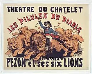 Théâtre du Chatelet. Les Pilules du diable (1874), affiche. (voir Jean-Baptiste Pezon)