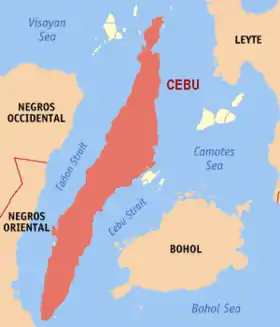 Carte de localisation de Cebu dans la province du même nom.