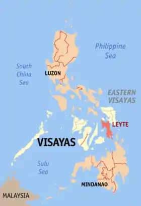 Carte de localisation de Leyte au sein des Philippines.