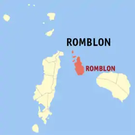 L'île de Romblon (rouge) dans la province de Romblon
