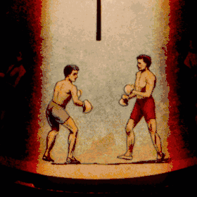 Boxeurs tels qu'ils apparaissaient pour un spectateur regardant le miroir.