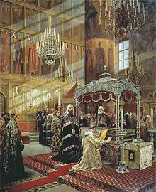 Le Tsar Alexis Mikhaïlovitch et le patriarche Nikon auprès de la tombe de saint Philippe de Moscou, galerie Tretiakov de Moscou