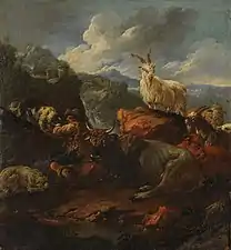 Berger et animaux dans un paysage (2)