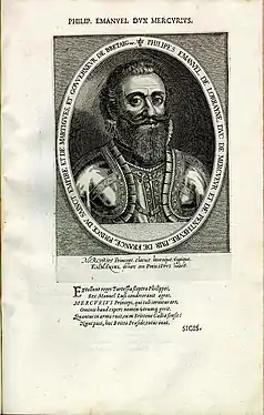 Philippe-Emmanuel de Mercoeur, gouverneur de Bretagne, gravure de Dominicus Custos (1560-1612).