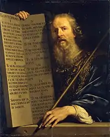 tableau représentant Moïse et les dix commandements