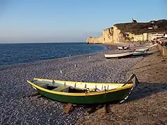 La falaise d'amont au coucher du soleil.