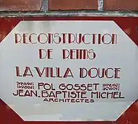 Plaque de la ville de Reims.