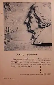 Monument à Marc Seguin (1926), en collaboration avec Marcel Renard,Tournon, passerelle Marc-Seguin.