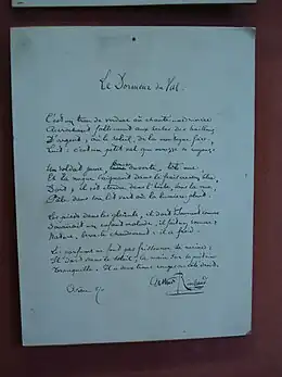 Manuscrit du poème Le Dormeur du Val de Rimbaud