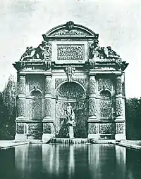 La fontaine (avec la statue de Vénus) en 1857.