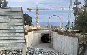 Le tunnel cadre entre le viaduc et la station Mohamed Belarbi du métro d'Alger.