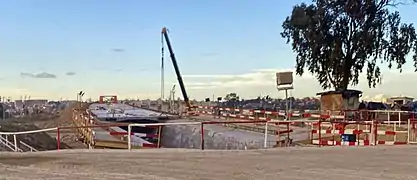 Vue du chantier du viaduc 1,5 km du métro d'Alger entre Baraki et Aïn Naâdja en 2021.