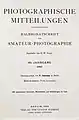 Couverture du numéro anniversaire, 1903, du périodique Photographische Mitteilungen créé par Vogel.