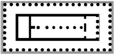 Plan du temple à colonnade axiale