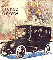 Publicité pour le constructeur automobile Pierce-Arrow, 1908