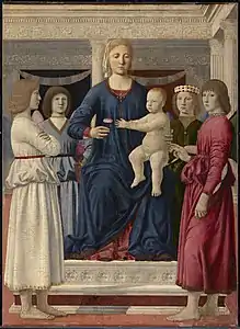 Piero della Francesca Madone entourée de quatre anges.