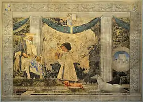 Sigismond Malatesta priant saint Sigismond, fresque de Piero della Francesca.