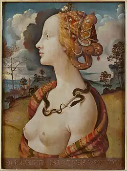Portrait d'une femme blonde aux seins nues