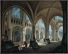 Démolition de l'église Saint-Jean-en-Grève, intérieur, par Pierre-Antoine Demachy (vers 1800, musée Carnavalet).