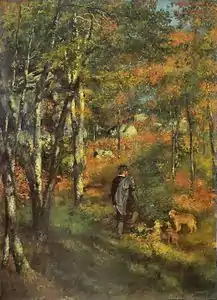 Le Peintre Jules Le Cœur dans la forêt de Fontainebleau,Renoir, 1866,musée d'art de São Paulo.