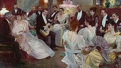 Une chanson de Gibert dans le salon de madame Madeleine Lemaire (1891), huile sur toile, Roubaix, La Piscine.