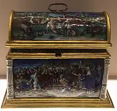 Coffret avec scènes de l'Ancien Testament par Pierre Courteys (1550-1560, Louvre).