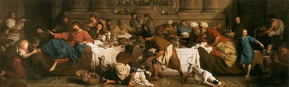 Pierre Subleyras, Marie-Madeleine au pied de Jésus dans la maison de Simon le pharisien, 215 × 679 cm, Paris, musée du Louvre.