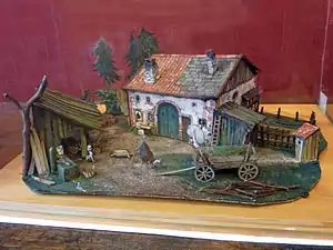 Maquette de la ferme (vers 1933),  huile sur carton et bois, Remiremont, musée Charles de Bruyères.