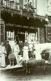 Une boucherie en 1909.