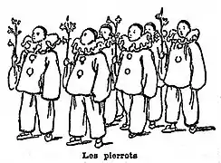 Une partie de la troupe de Pierrots et Colombines de Willette en 1896.