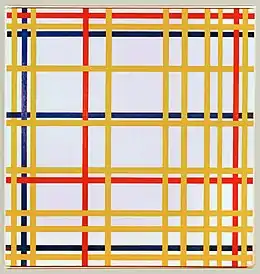 Mondrian, New York City. 1942, huile sur toile, 119,3 × 114,2 cm, Musée national d'Art moderne.
