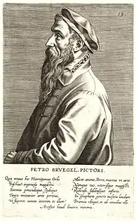 5 : Portrait de Pieter Brueghel l'Ancien, tiré de Pictorum aliquot celebrium Germaniae inferioris effigies, 1572.