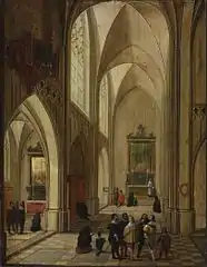 Intérieur d'une église gothique en lumière du jour