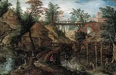 Pêcheurs et pont de bois, v. 1598, Christie's 2001