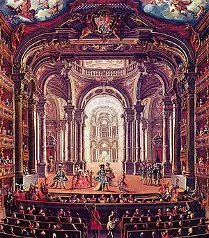 Intérieur du Teatro Regio, peint par Pietro Domenico Olivero