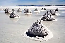 Récolte du sel dans le Salar de Uyuni, en Bolivie.