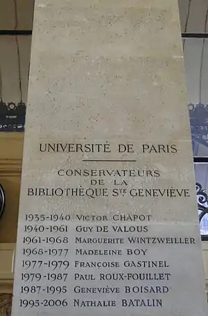 Liste des administrateurs et directeurs de la Bibliothèque Sainte-Geneviève