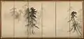 Hasegawa Tohaku, fin XVIe siècle, Les Pins, paravent à six feuilles, encre sur papier, 156 × 345 cm (musée national de Tokyo).