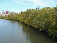 La rivière Chicago borde le côté ouest du Ping Tom Memorial Park.