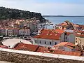 Vue sur le Baie de Piran. En face, la partie croate de l'Istrie