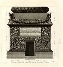 Dessin de la face portant l'inscription, Piranèse, 1774.