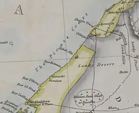 Carte de 1849 montrant la mention de la côte des Pirates.