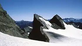 Vue du piton Carré depuis le glacier du Vignemale.