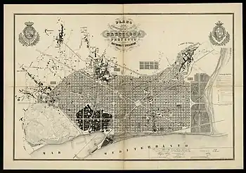 Plan Cerda de 1859 pour Barcelone.